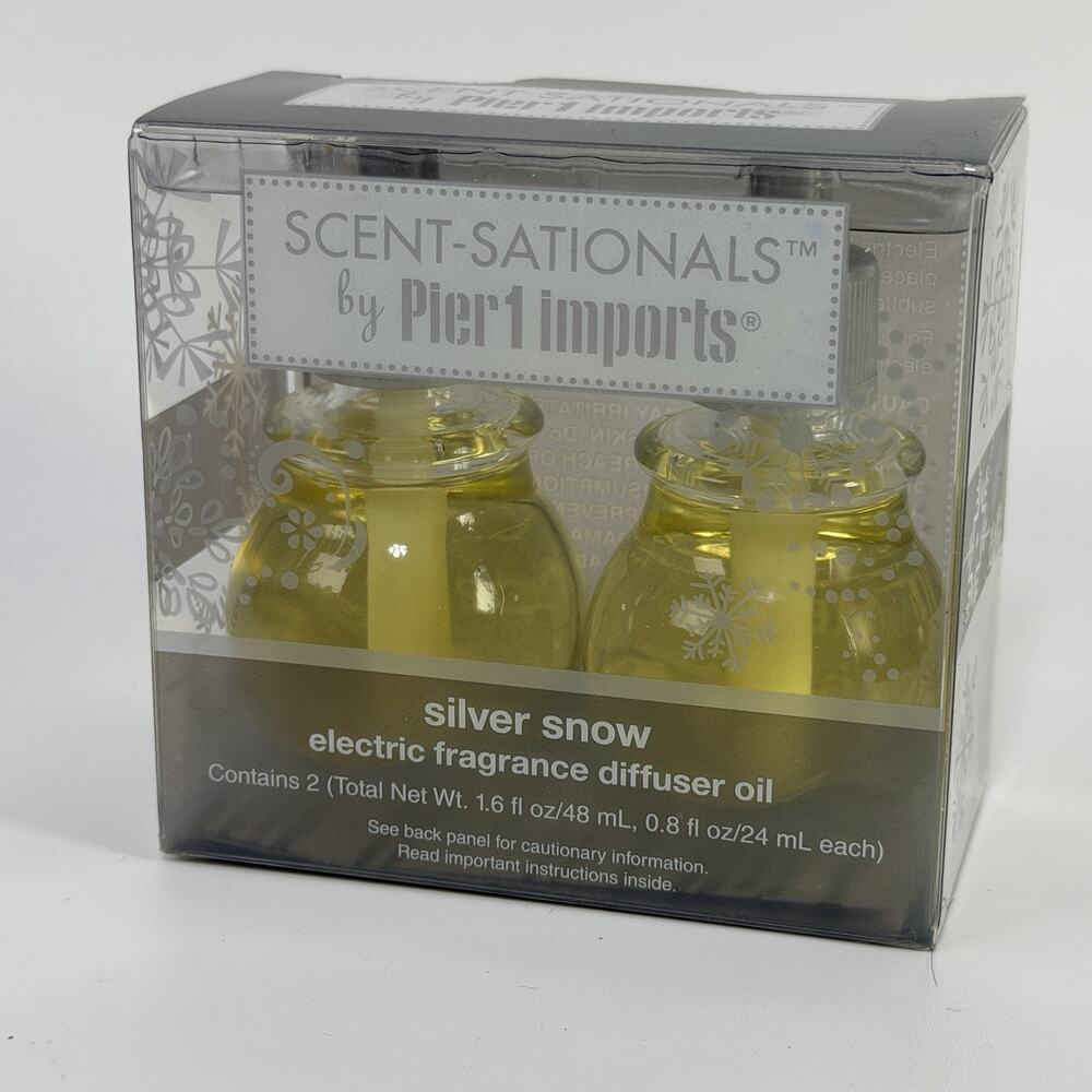 Set 2 Pier 1 Imports SILVER SNOW Electric Diffuser Oil Refills NEW 1.6 oz